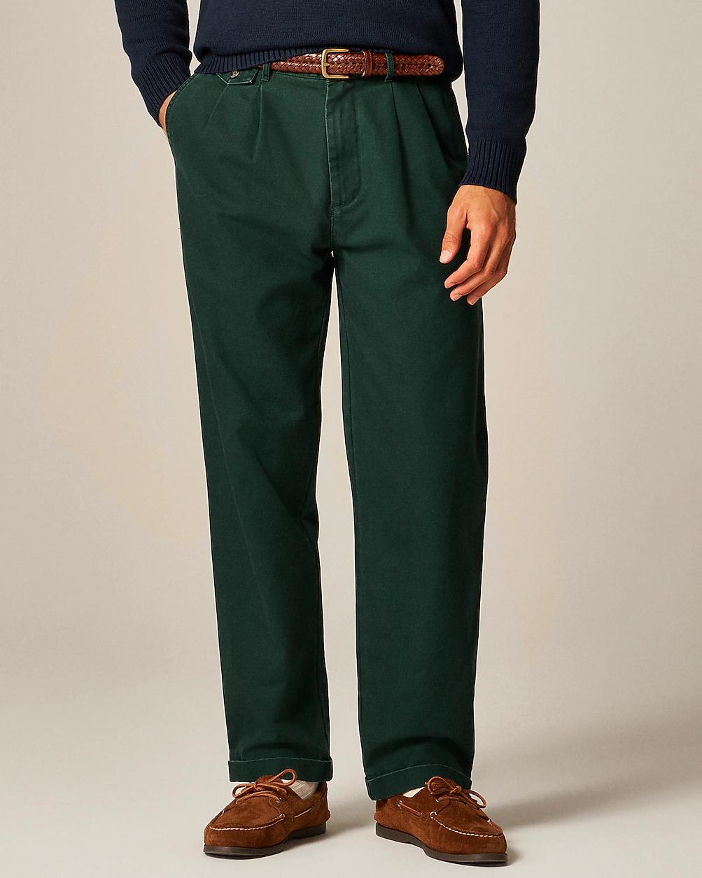 Relaxed-fit double-pleated chino pant in washed canvas by J.CREW
