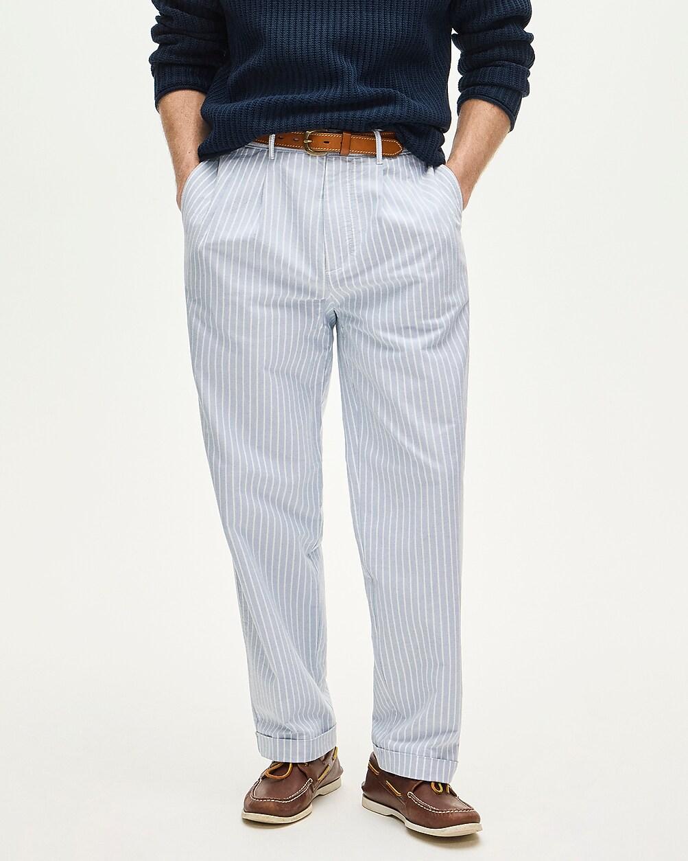Relaxed-fit double-pleated oxford chino pant in stripe by J.CREW
