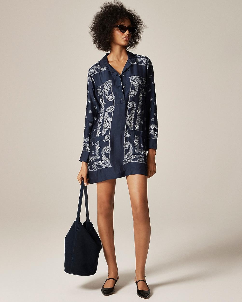 Relaxed-fit shirt-dress in bandana print by J.CREW