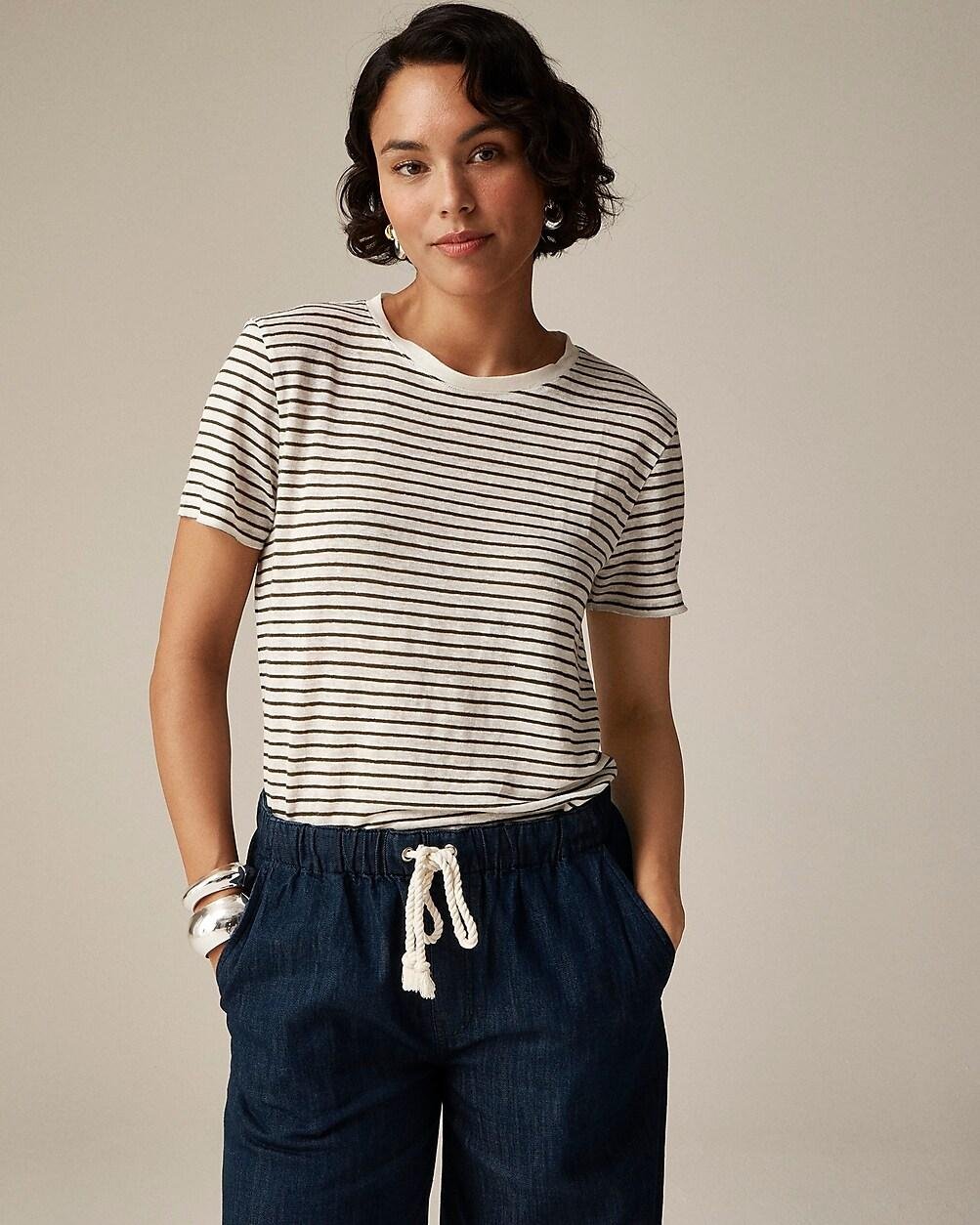 Relaxed linen T-shirt in stripe by J.CREW
