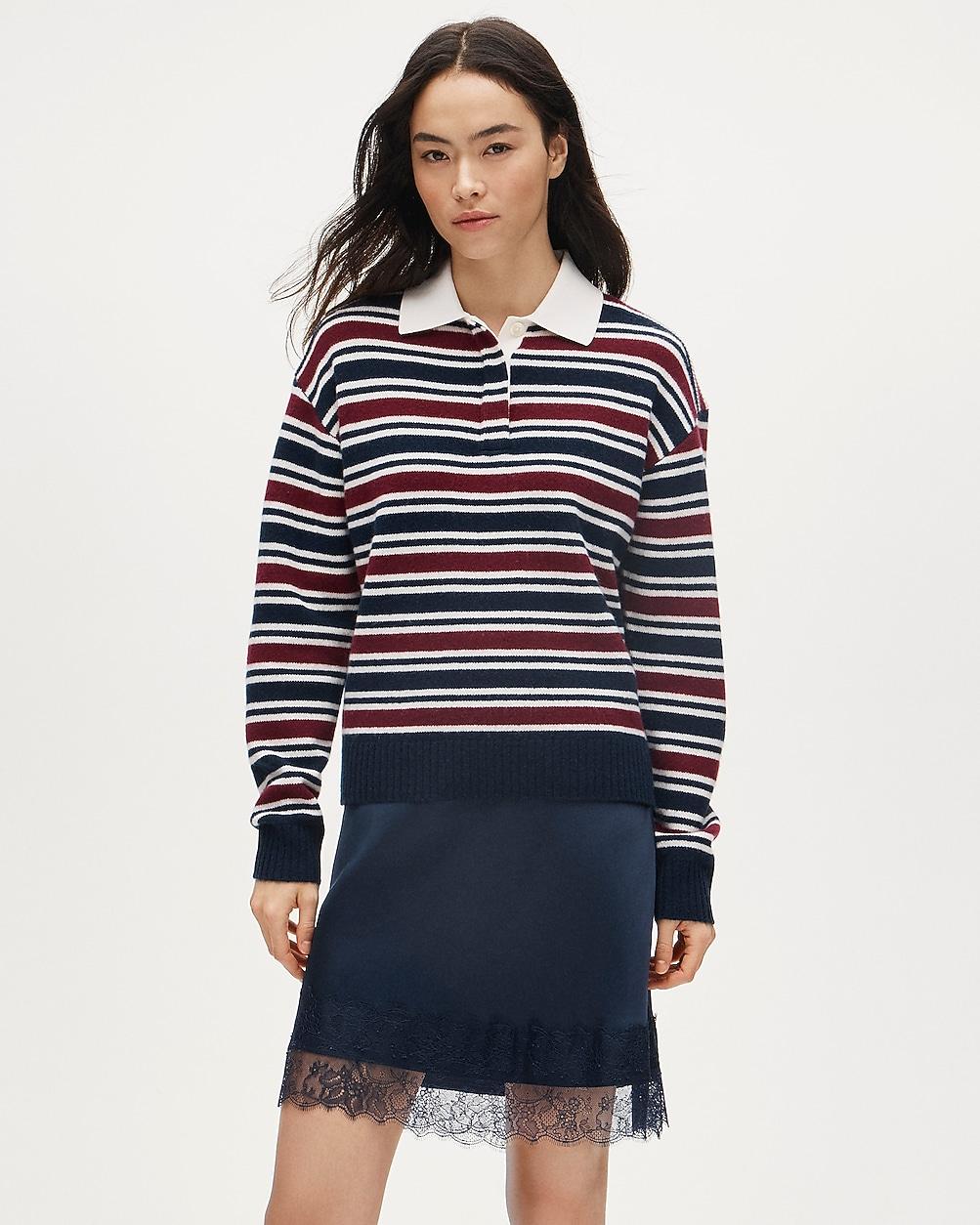 Relaxed sweater-polo in striped vintage wool by J.CREW