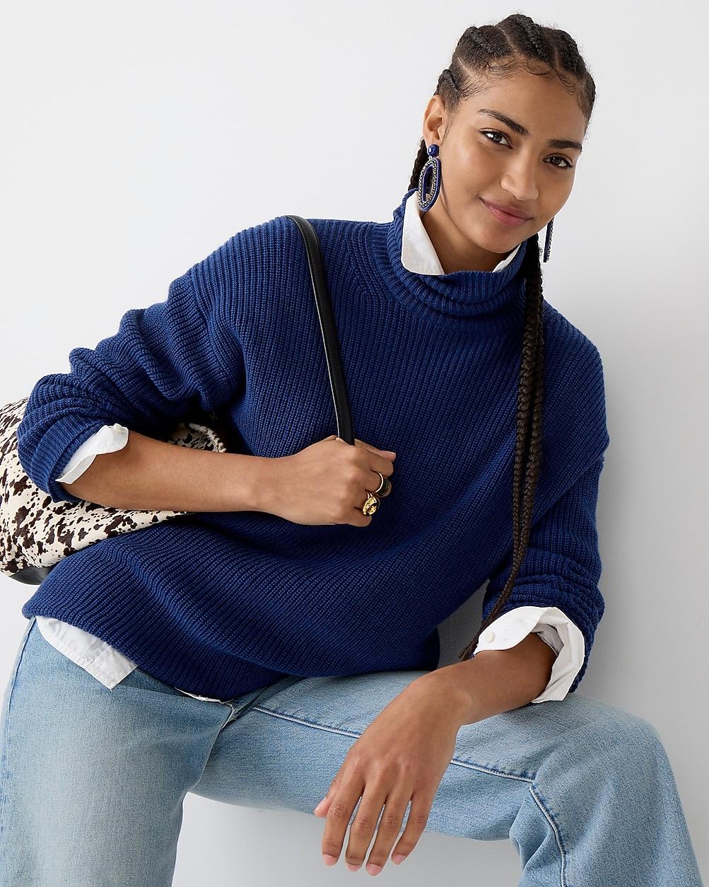 Ribbed cotton-blend relaxed turtleneck sweater by J.CREW