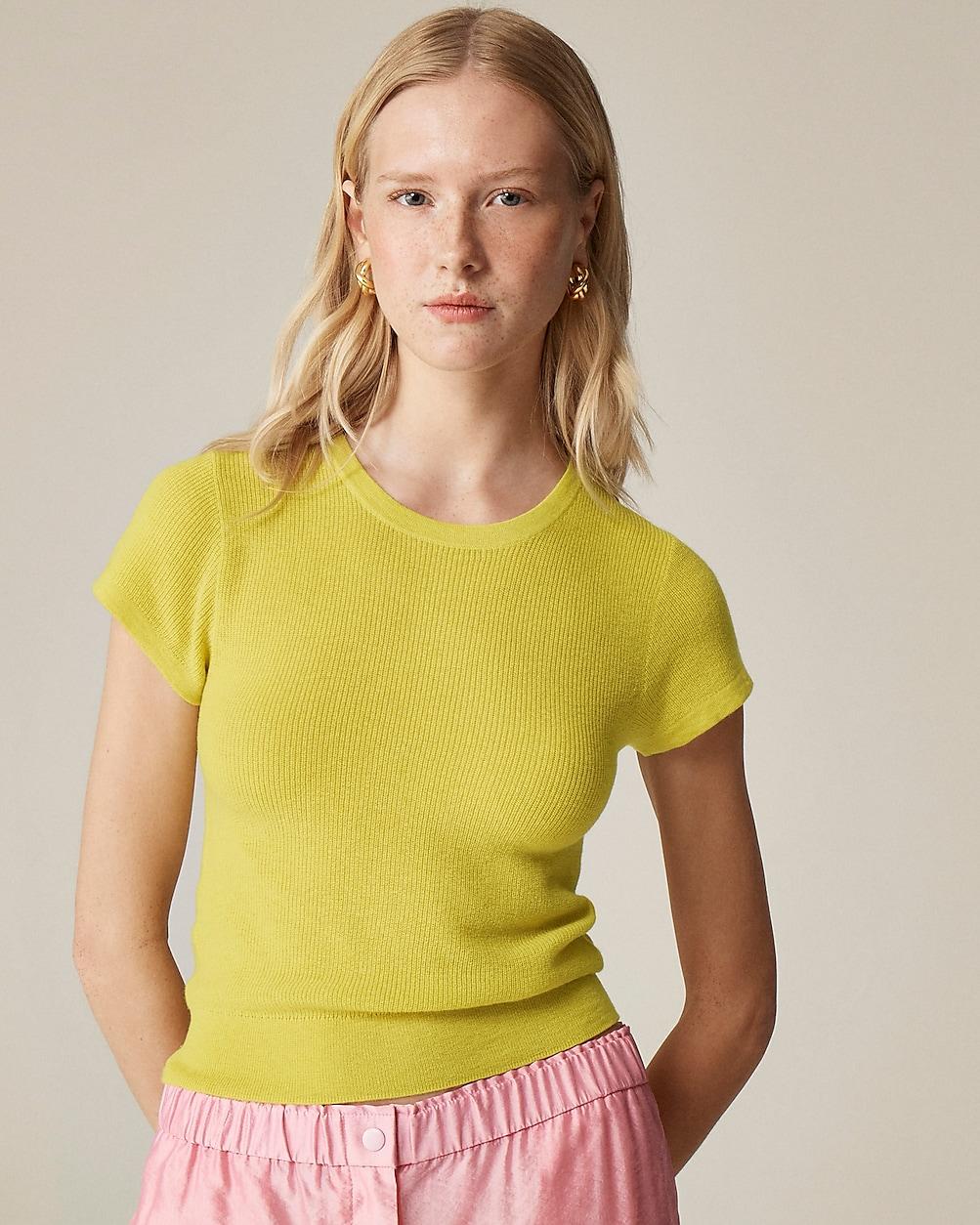 Ribbed featherweight cashmere T-shirt by J.CREW