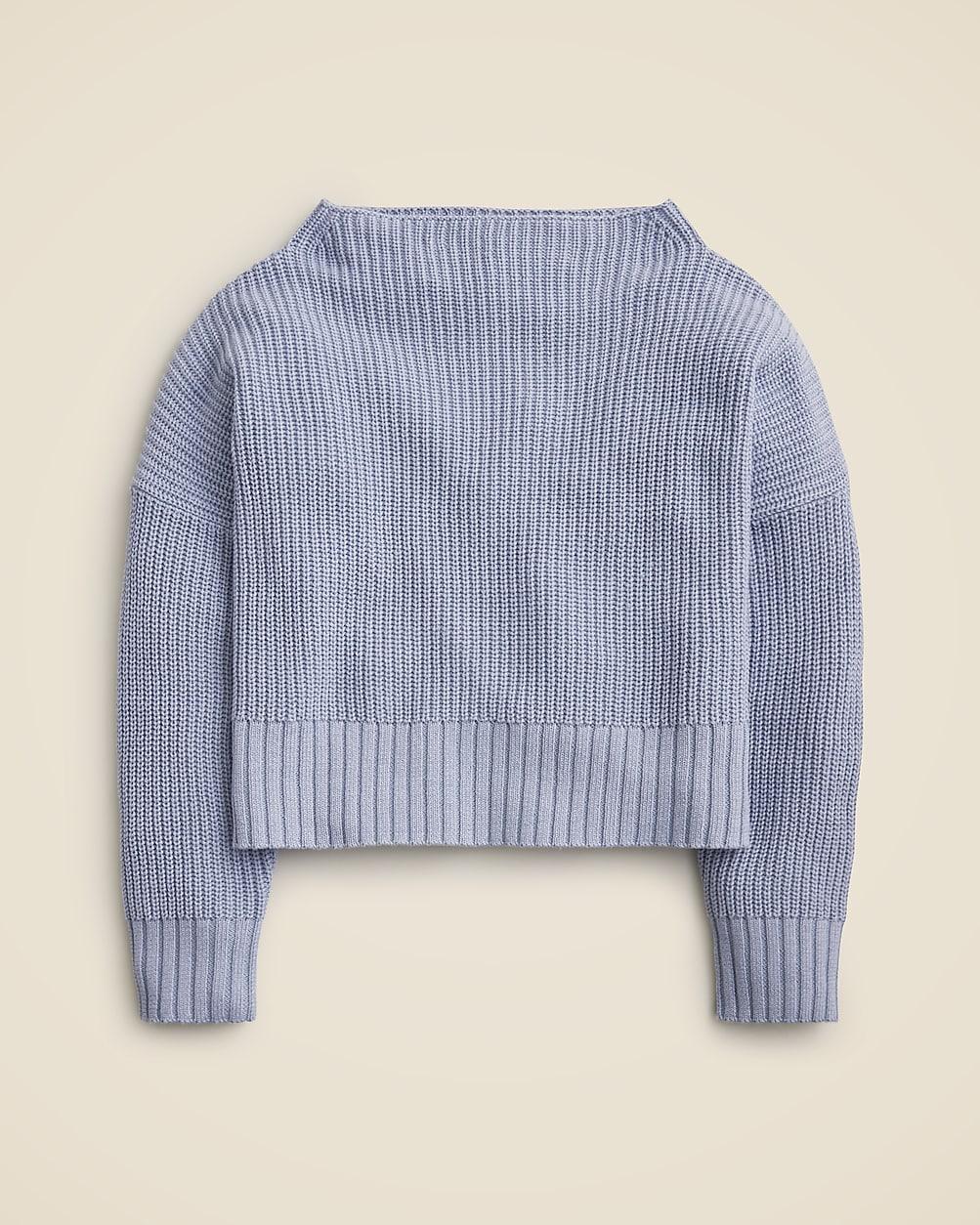 Ribbed funnelneck sweater in linen-cotton blend by J.CREW Ribbed funnelneck sweater in linen-cotton blend by J.CREW