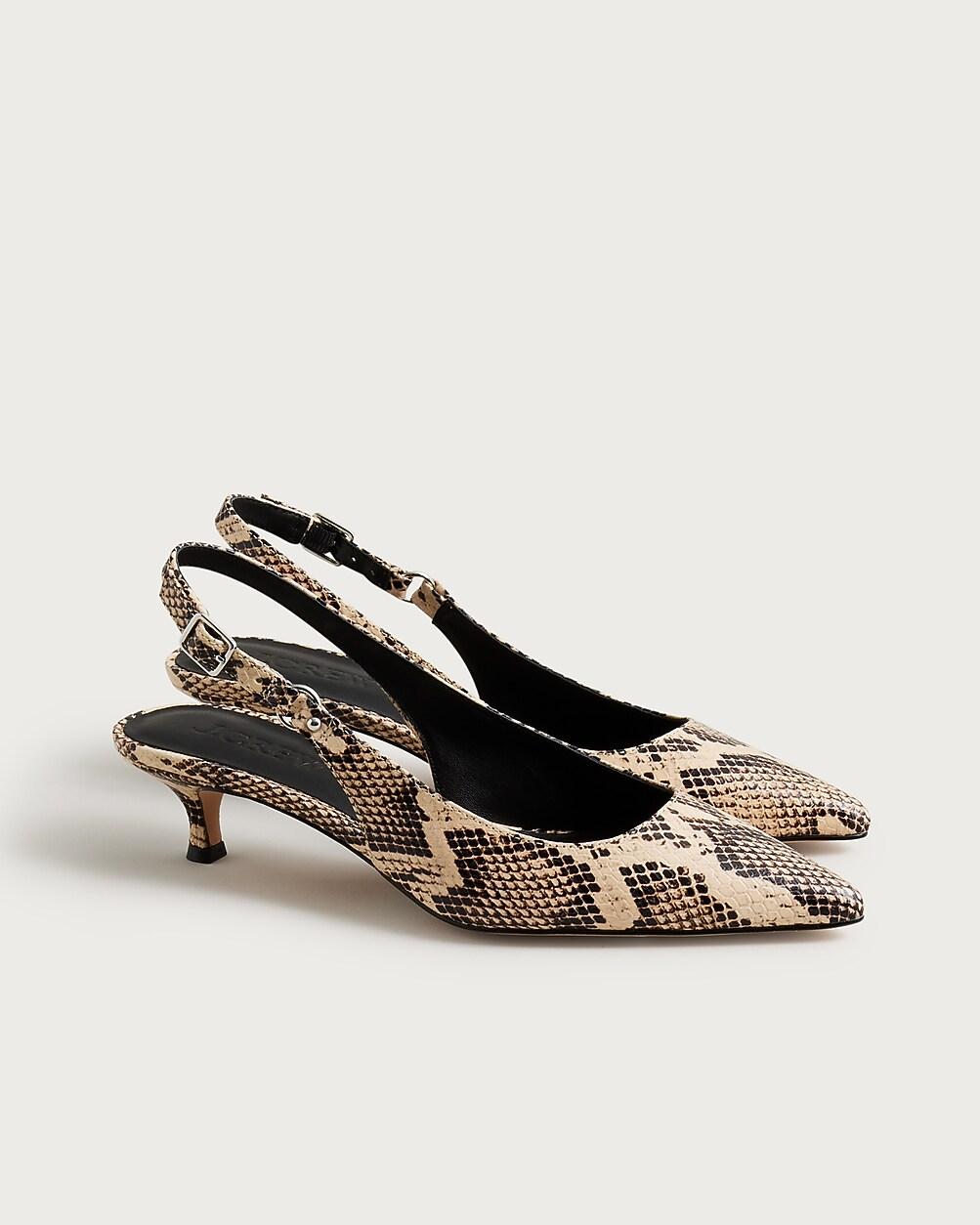 Robin slingback heels in snake-embossed leather by J.CREW