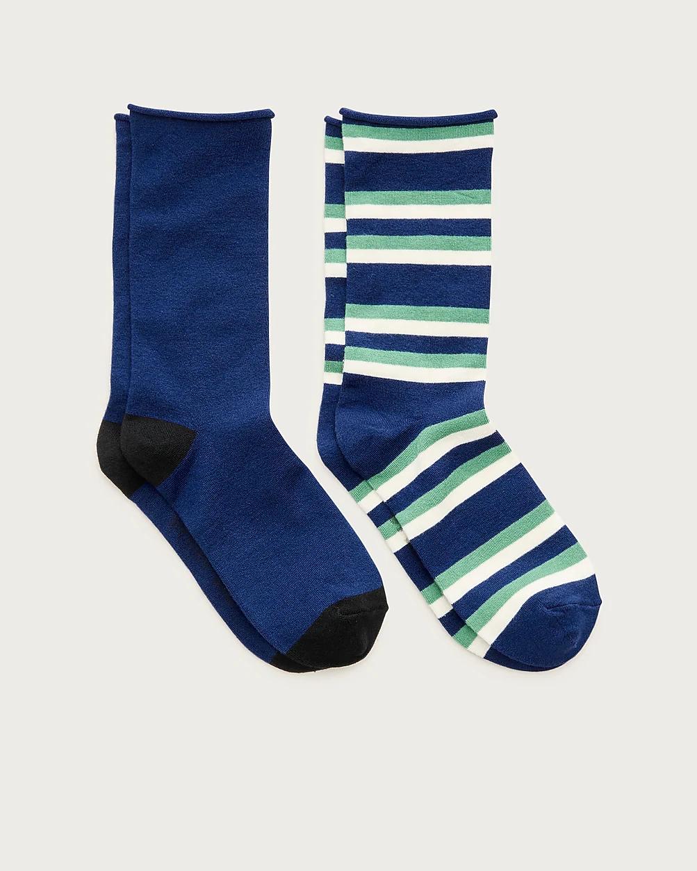 Rolled-edge trouser socks two-pack in stripe by J.CREW