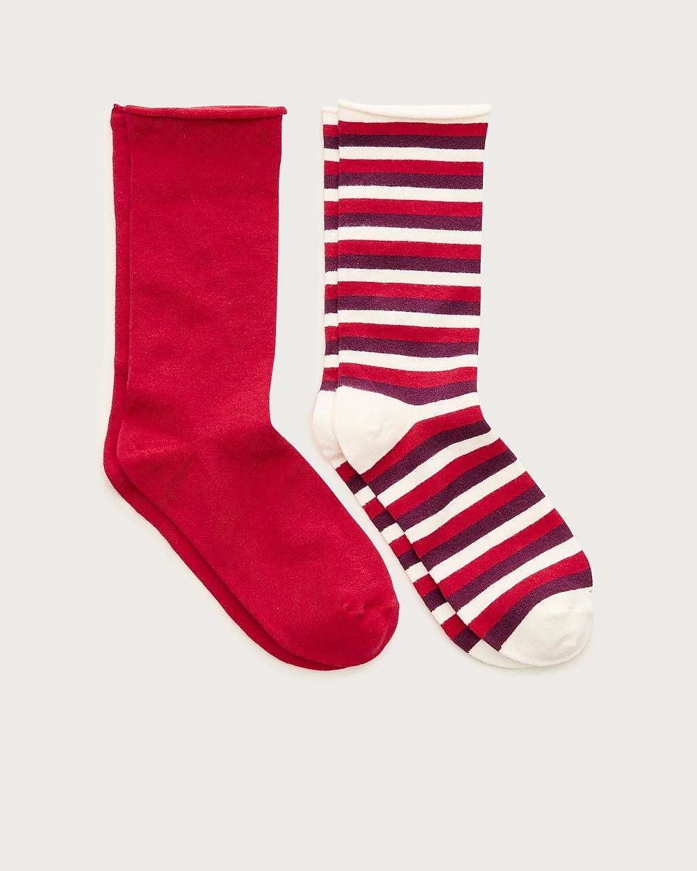 Rolled-edge trouser socks two-pack in stripe by J.CREW
