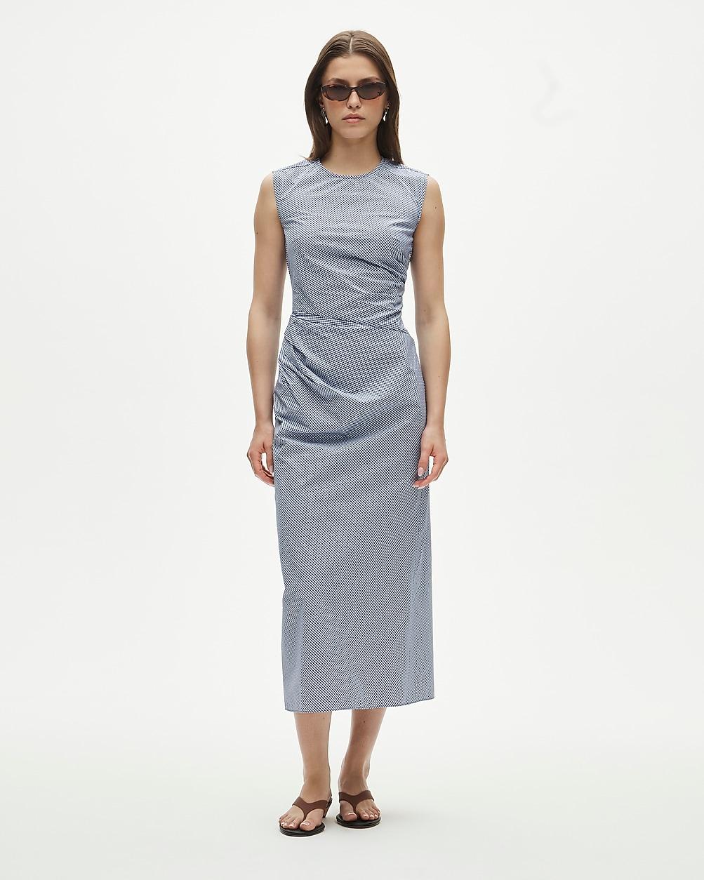 Ruched midi dress in stretch cotton-blend poplin by J.CREW