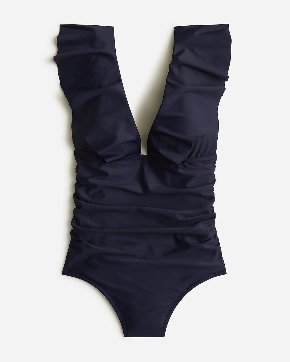 Ruched ruffle one-piece swimsuit by J.CREW