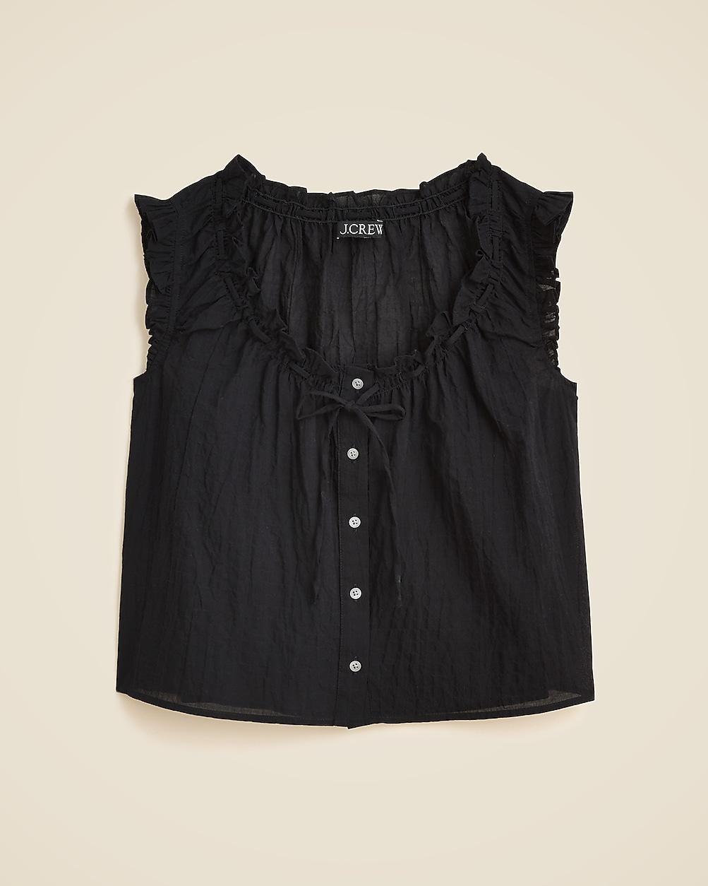 Ruffle-trim button-up top by J.CREW