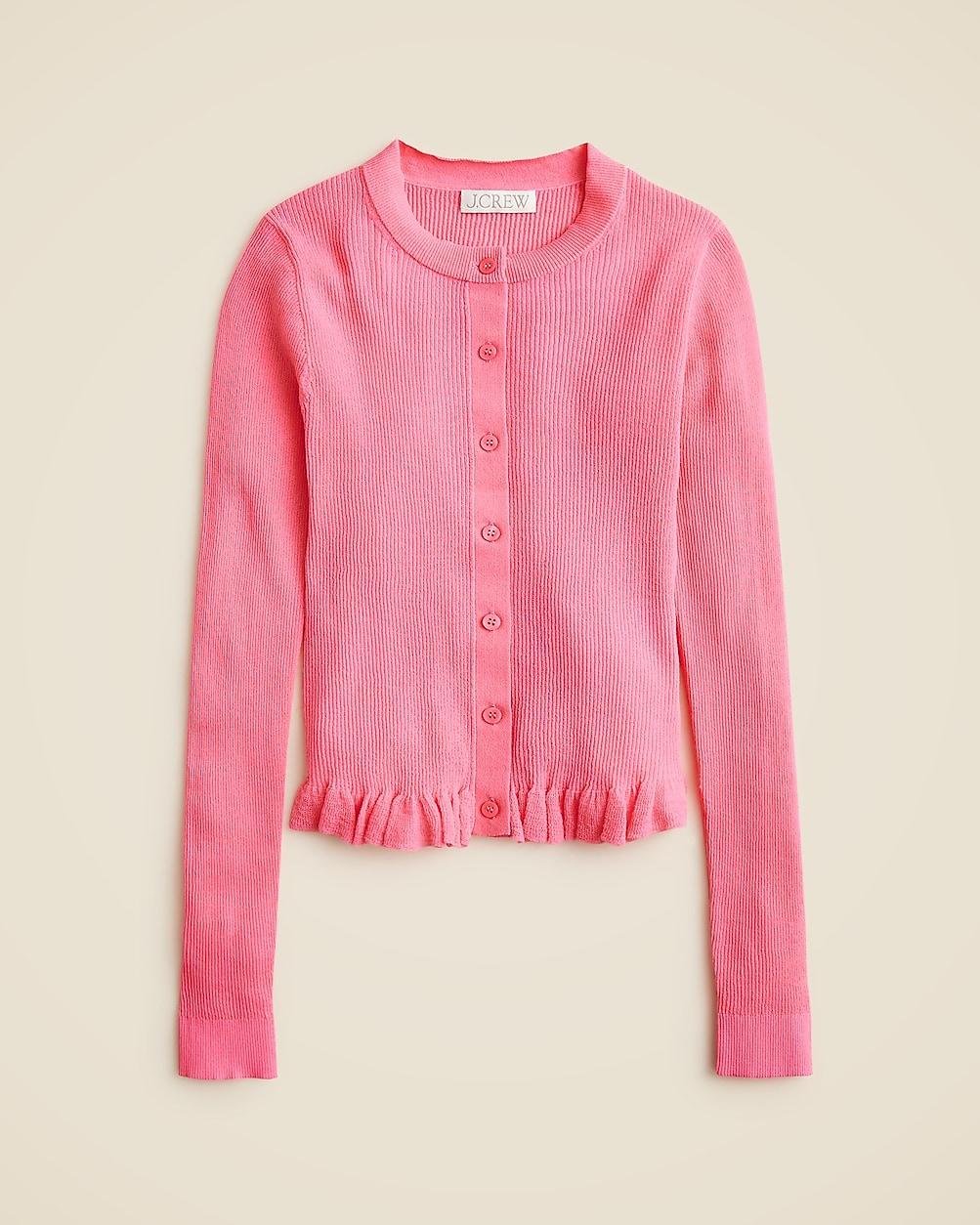 Ruffle-trim cotton gauze cardigan by J.CREW