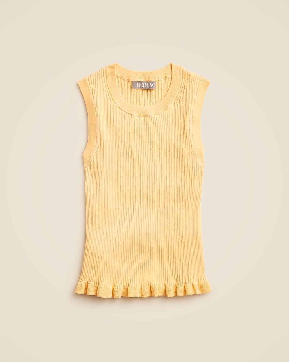 Ruffle-trim shell tank top in premium ultra-fine cotton by J.CREW