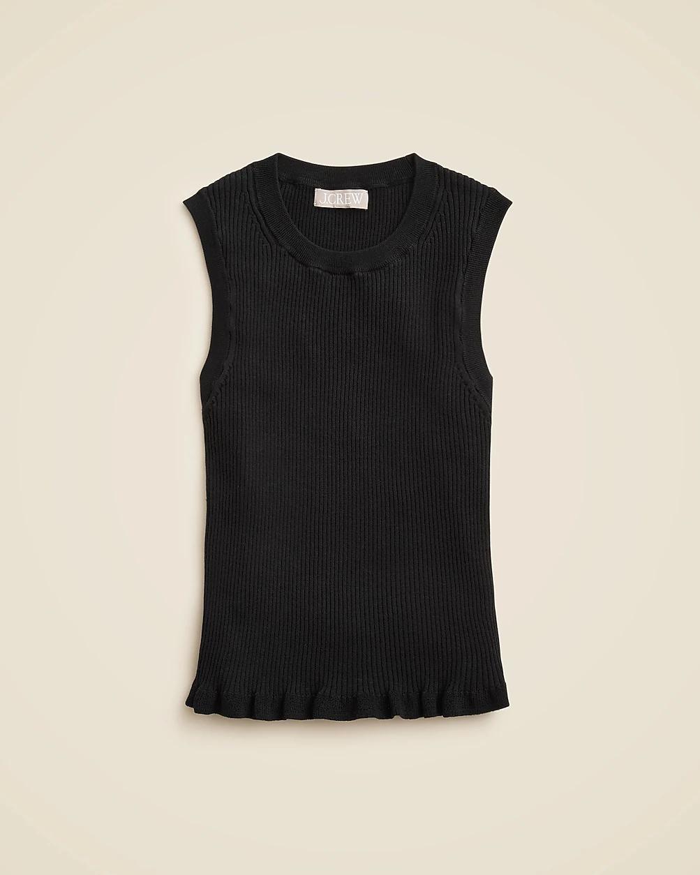 Ruffle-trim shell tank top in premium ultra-fine cotton by J.CREW
