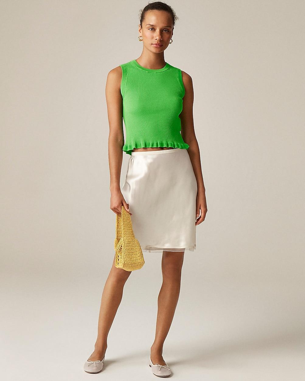 Ruffle-trim shell tank top in premium ultra-fine cotton by J.CREW