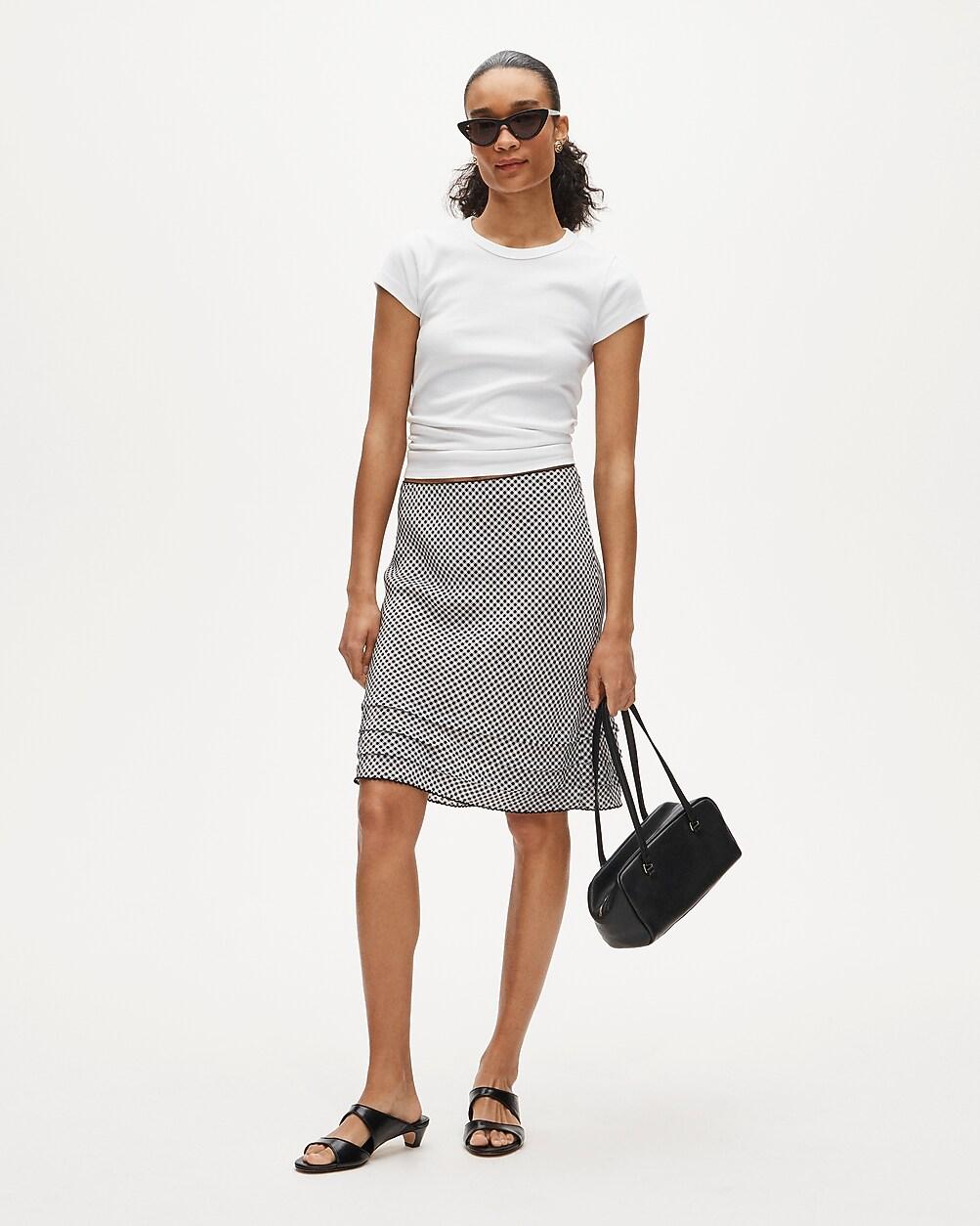 Ruffle-trim slip skirt in gingham crepe de chine by J.CREW