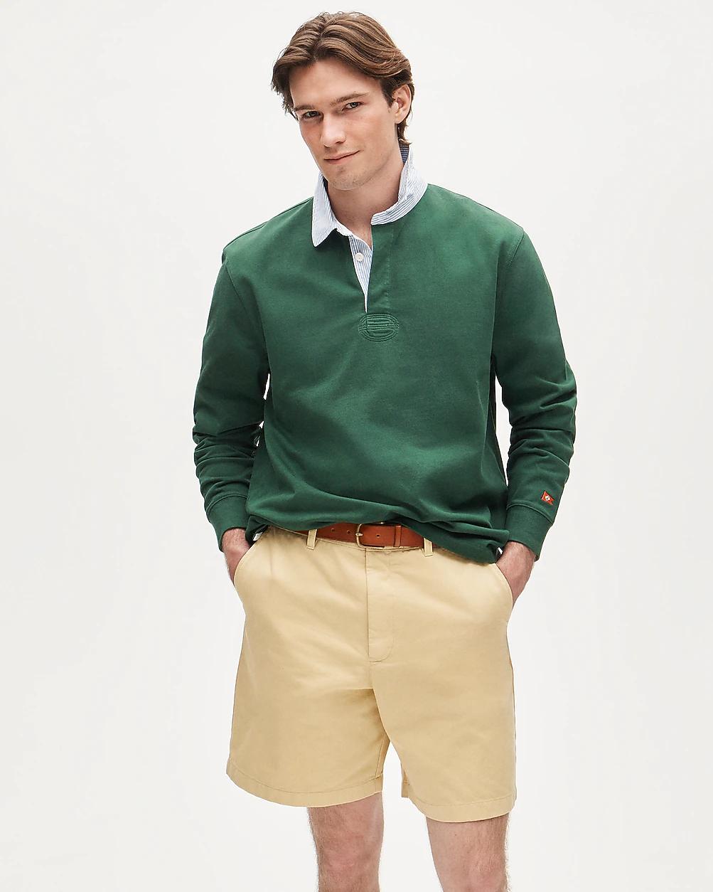 Rugby shirt with striped oxford collar by J.CREW