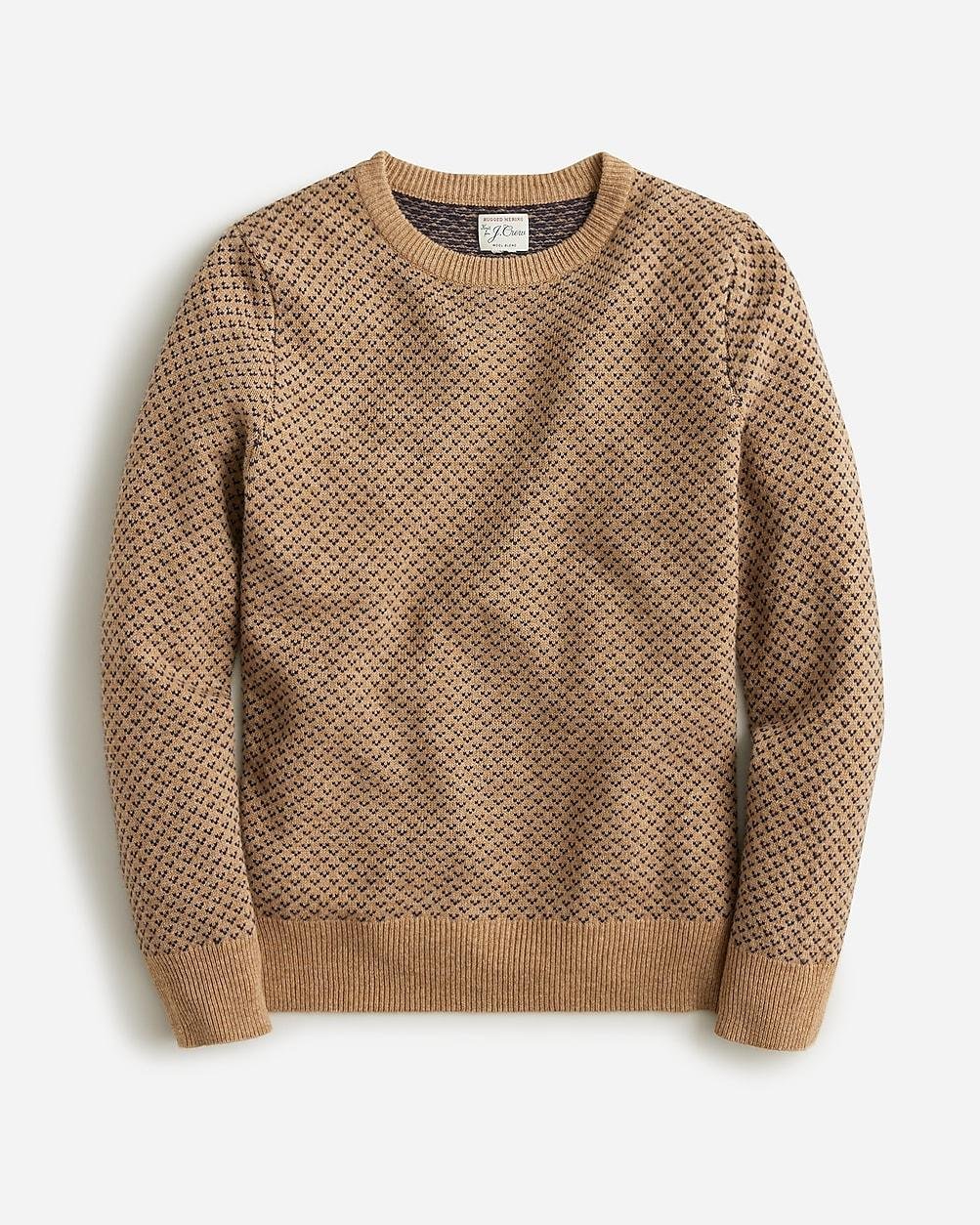 Rugged merino wool-blend bird's-eye sweater by J.CREW