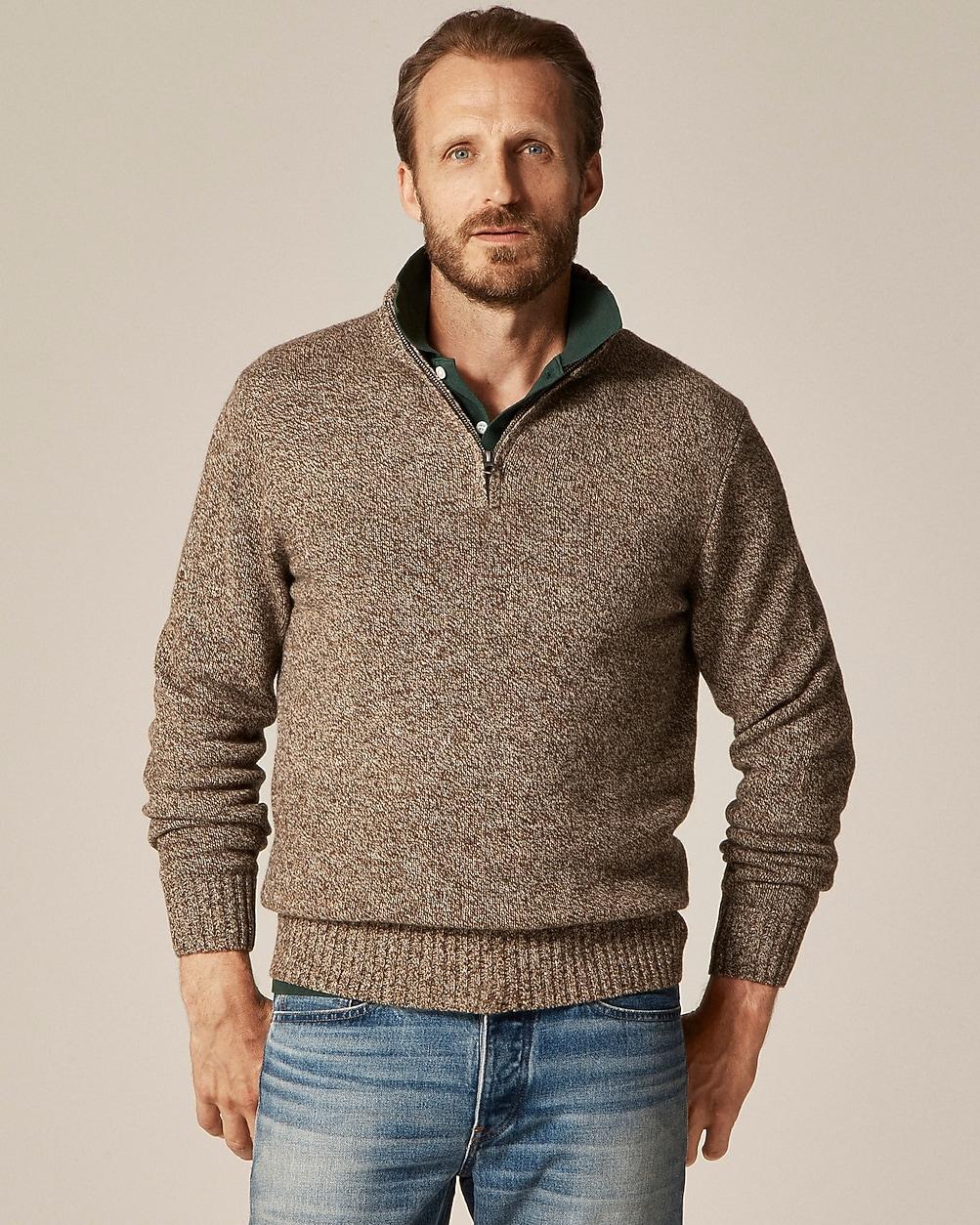 Rugged merino wool-blend marled quarter-zip sweater by J.CREW