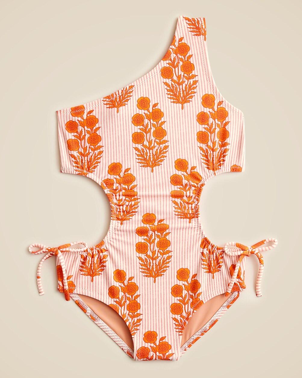 SZ Blockprints™ X Crewcuts one-shoulder cutout one-piece swimsuit by J.CREW