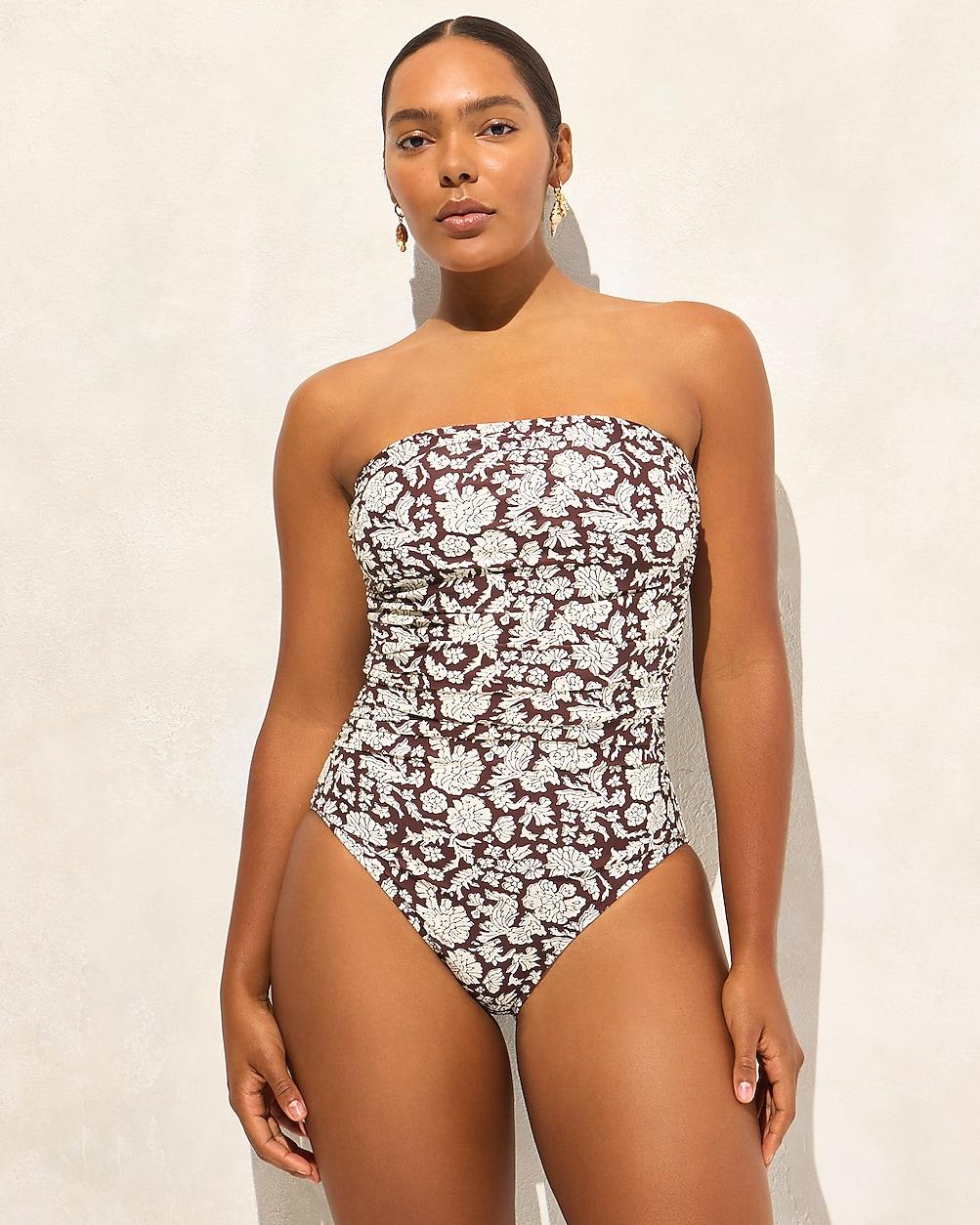 SZ Blockprints™ X J.Crew Gemma ruched bandeau one-piece by J.CREW