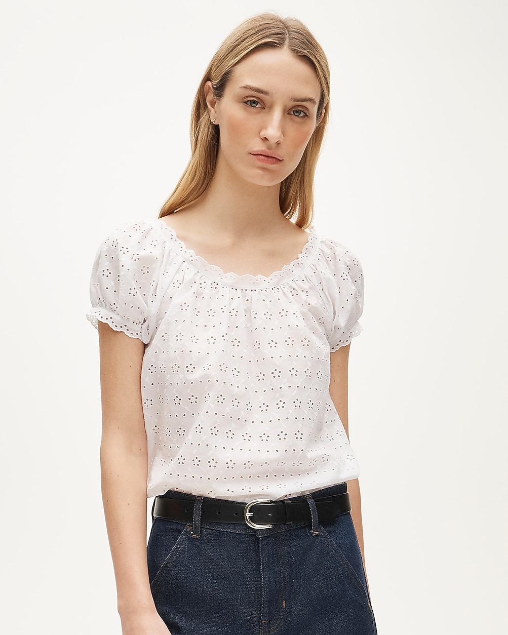 Scallop-trim eyelet top by J.CREW
