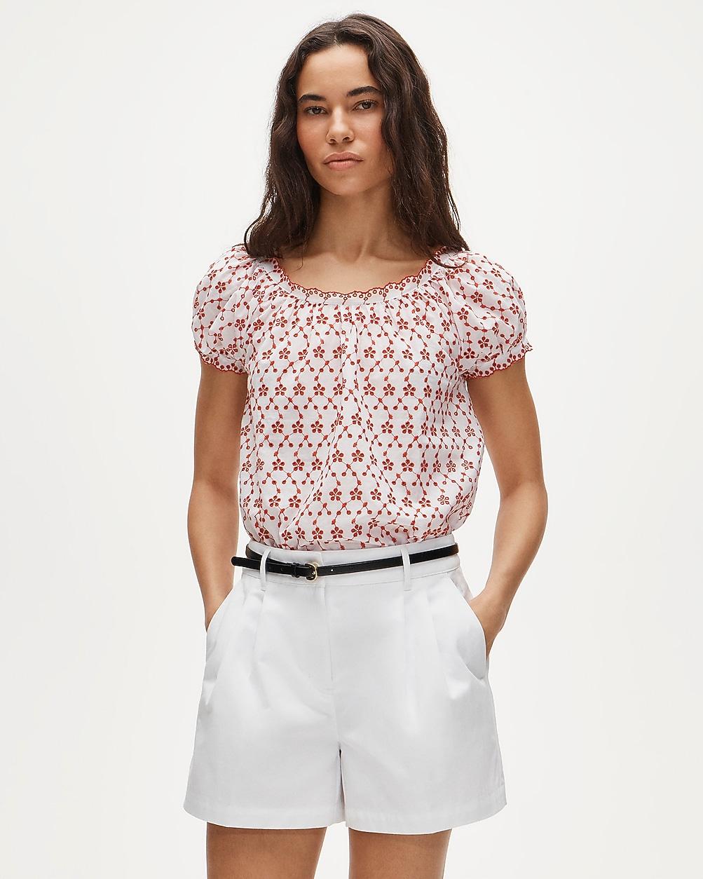 Scallop-trim eyelet top by J.CREW