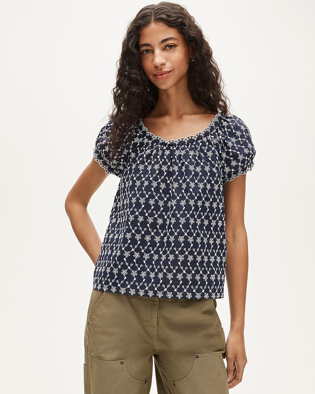 Scallop-trim eyelet top by J.CREW