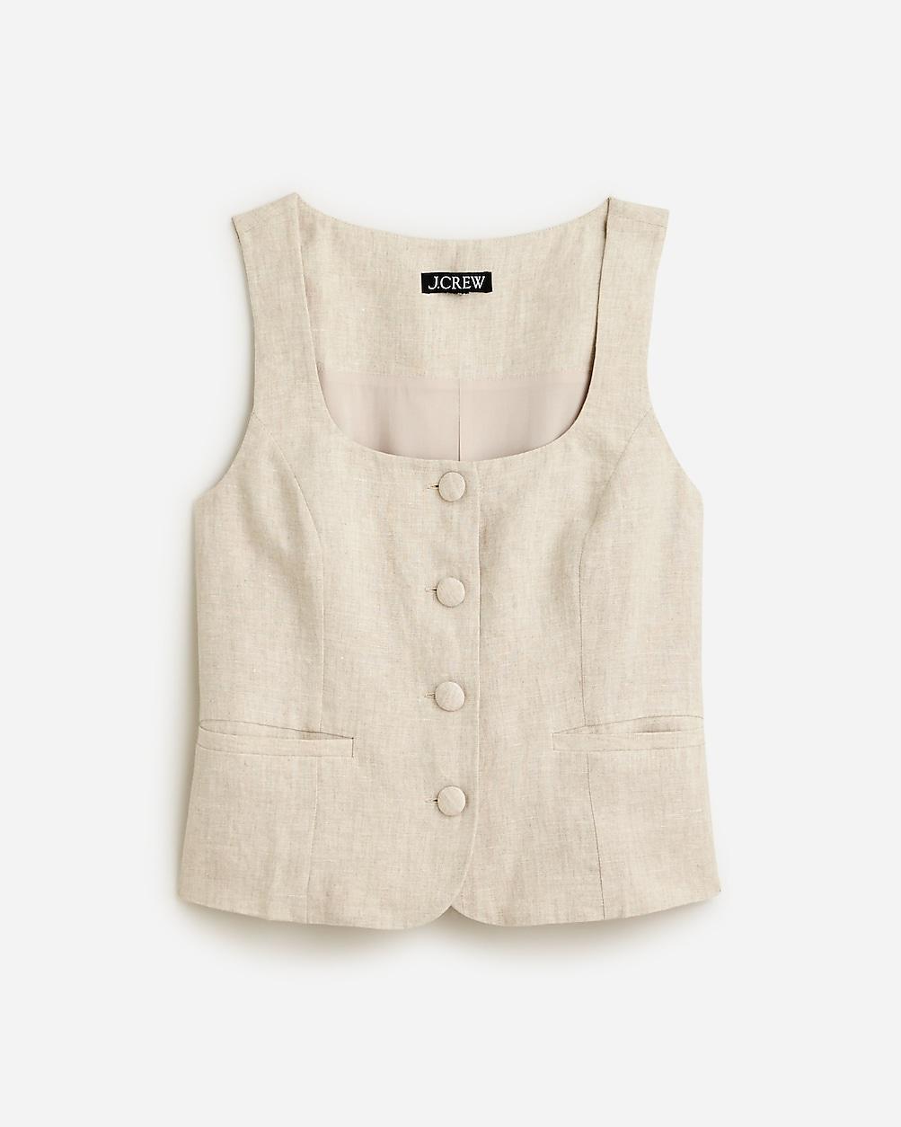 Scoopneck linen-blend vest by J.CREW