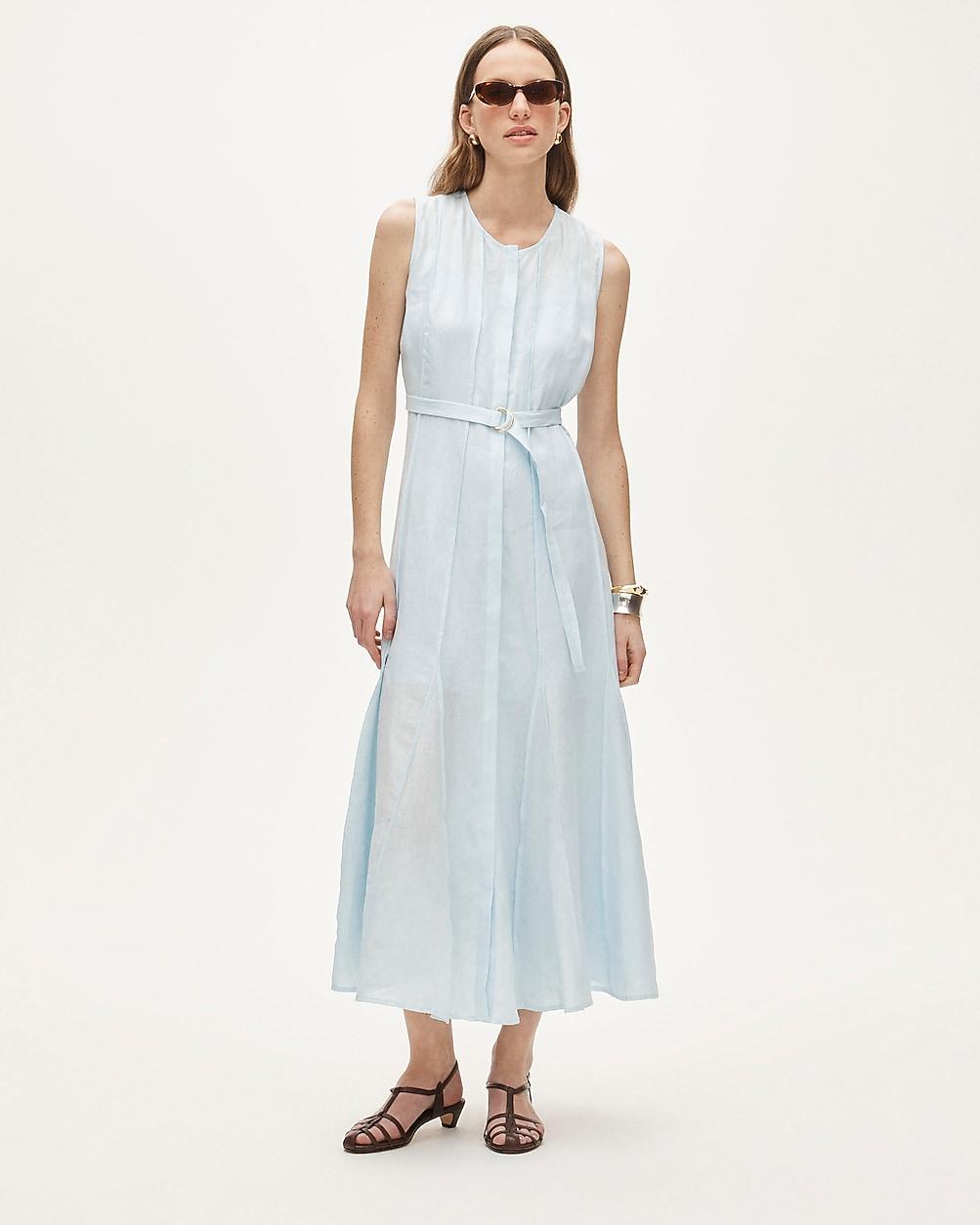 Seamed linen dress with removable belt by J.CREW