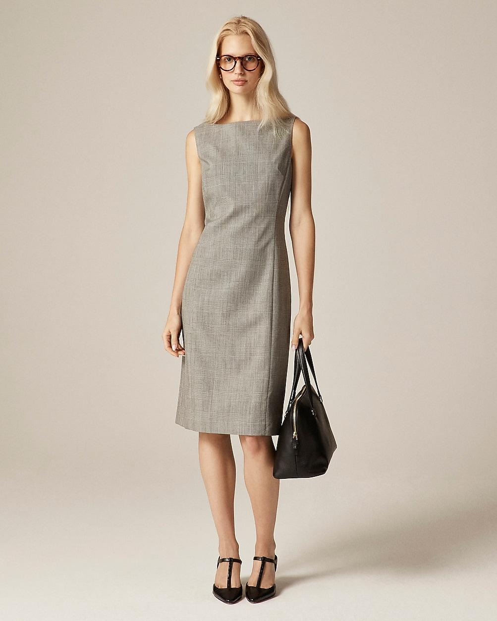 Seamed shift dress in glen plaid Italian gauzy wool blend by J.CREW
