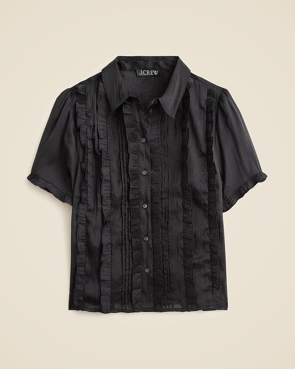 Sheer ruffle-trim button-up top by J.CREW