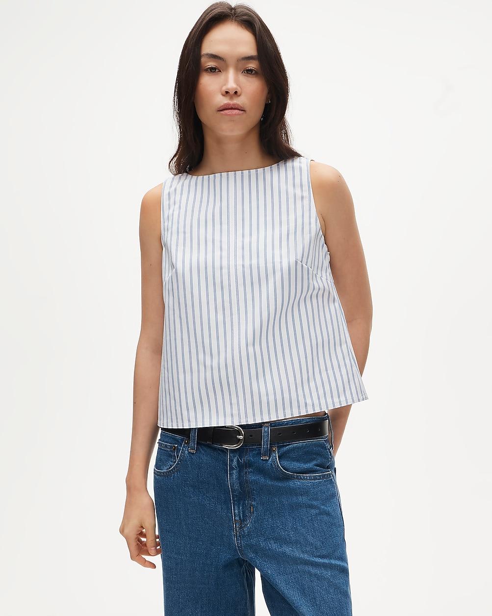 Shell top in striped double cotton poplin by J.CREW