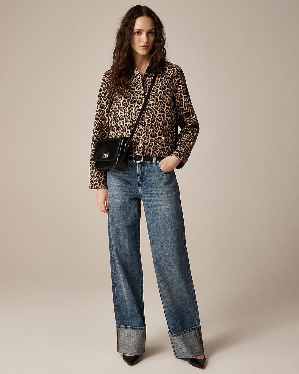Short Barn Jacket™ in leopard cotton canvas by J.CREW