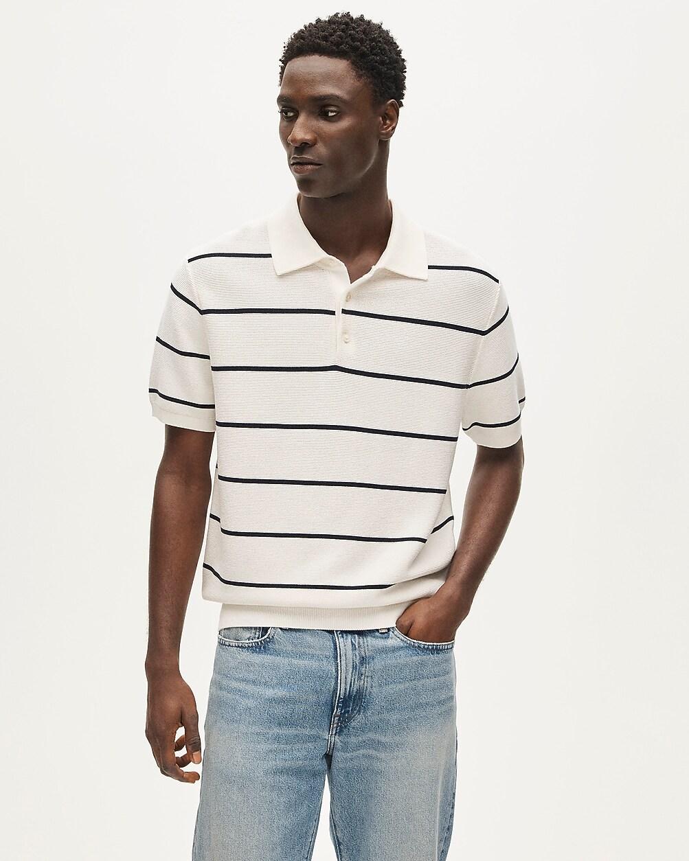 Short-sleeve Pima cotton sweater-polo in stripe by J.CREW