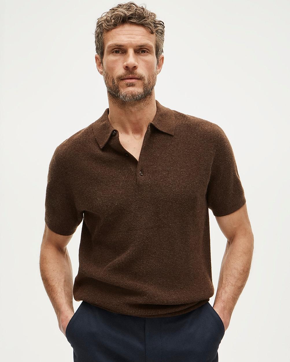 Short-sleeve cashmere rib-knit sweater-polo by J.CREW