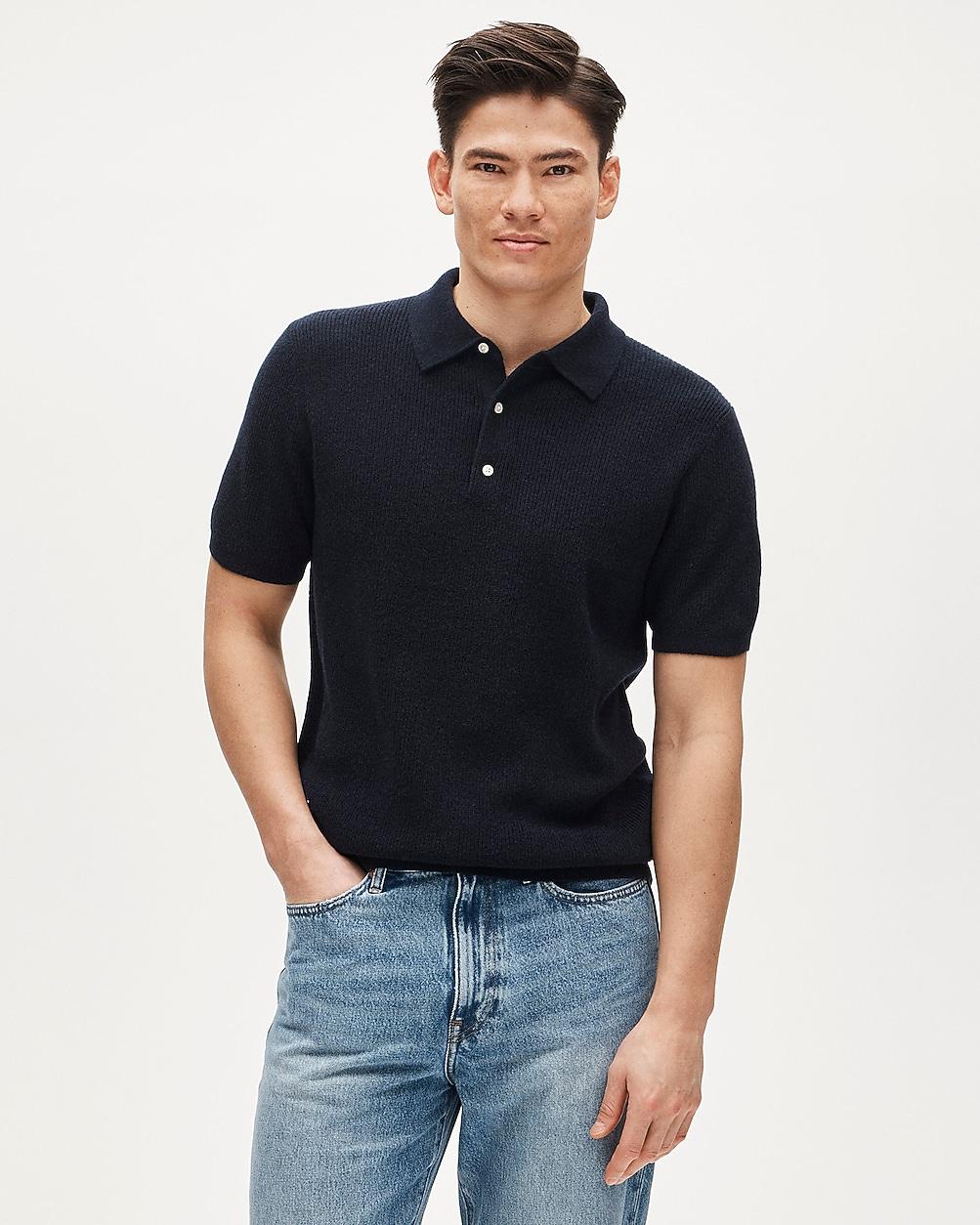 Short-sleeve cashmere rib-knit sweater-polo by J.CREW