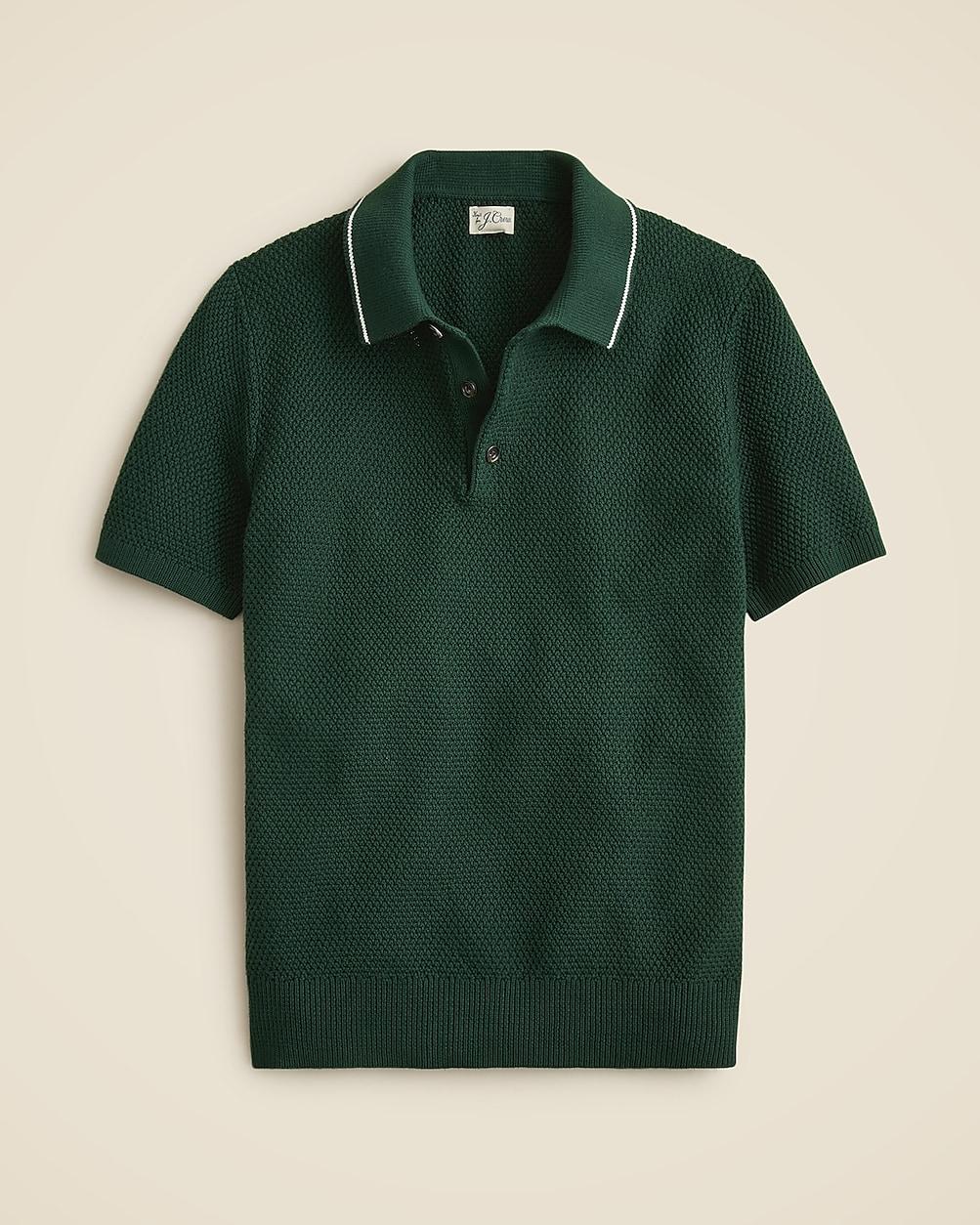 Short-sleeve cotton seed-stitch sweater-polo by J.CREW Short-sleeve cotton seed-stitch sweater-polo by J.CREW
