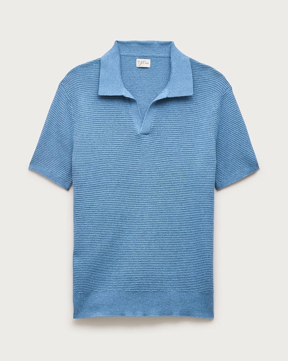 Short-sleeve cotton waffle-knit johnny-collar sweater-polo by J.CREW