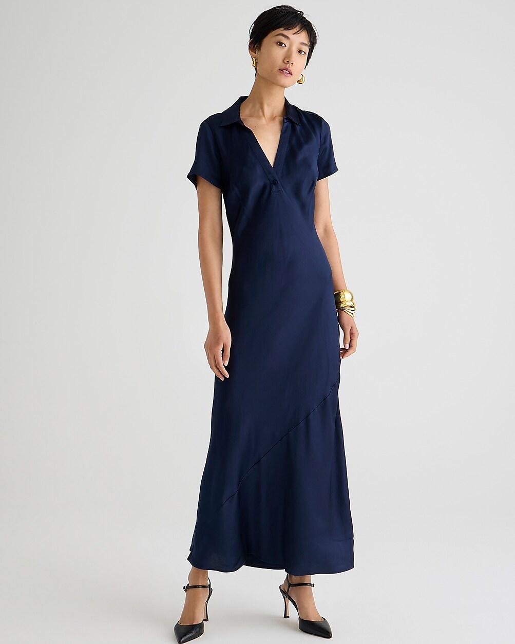 Short-sleeve maxi slip dress in luster crepe by J.CREW Short-sleeve maxi slip dress in luster crepe by J.CREW