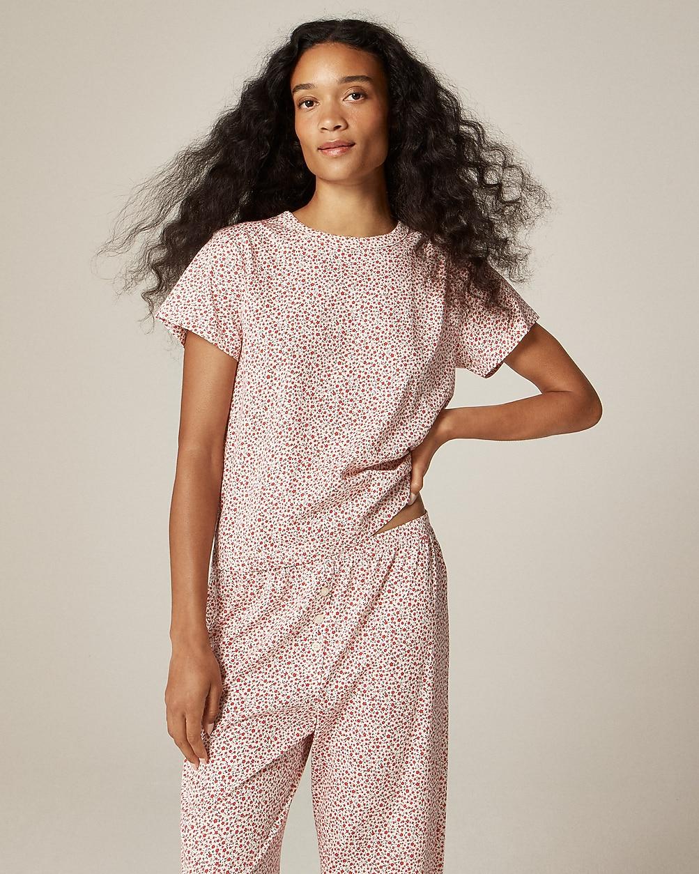 Short-sleeve pajama pant set in floral-print tissue crepe by J.CREW