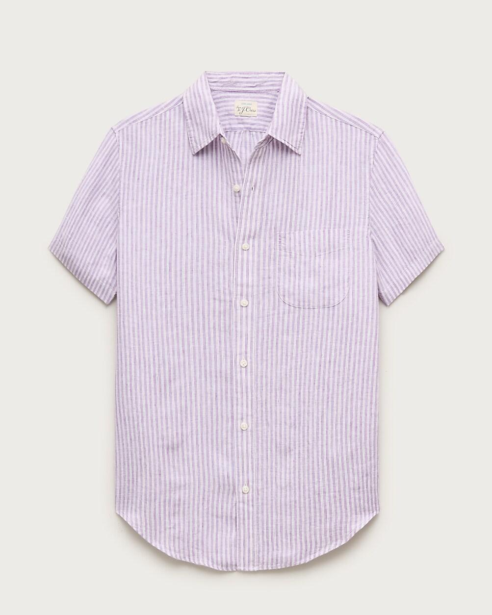 Short-sleeve point-collar linen shirt in stripe by J.CREW