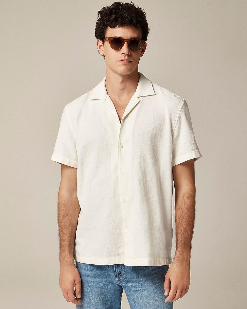 Short-sleeve textured cotton camp-collar shirt by J.CREW