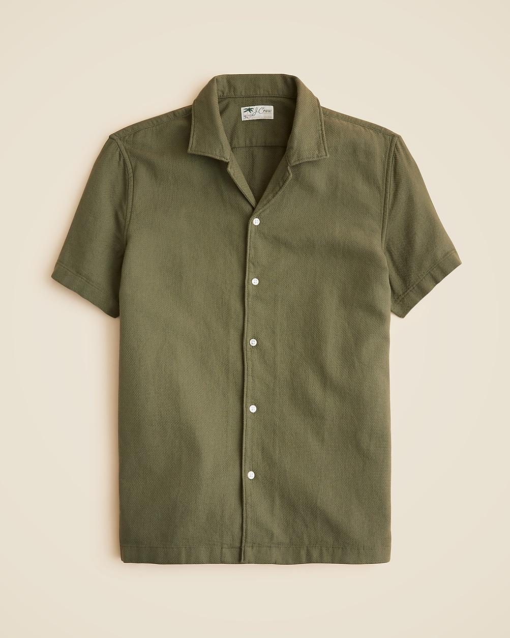 Short-sleeve textured cotton camp-collar shirt by J.CREW