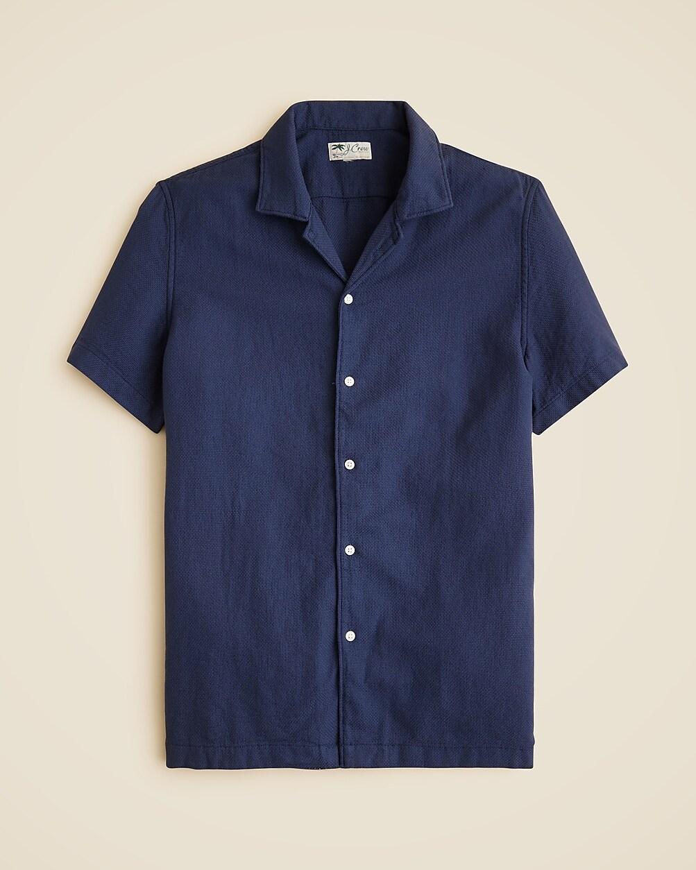 Short-sleeve textured cotton camp-collar shirt by J.CREW