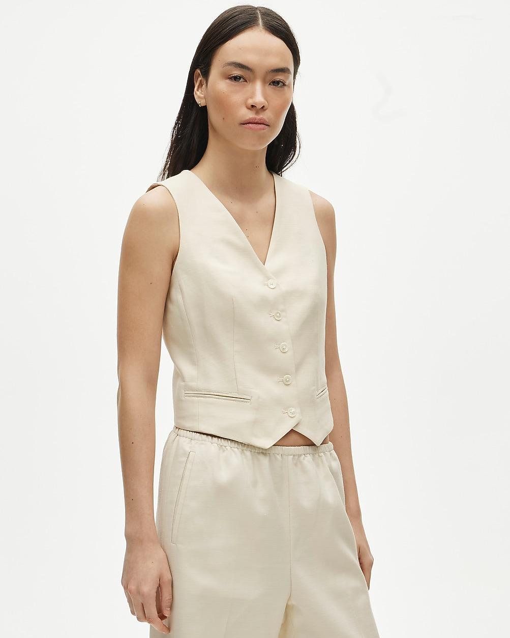 Shrunken V-neck vest top in Gramercy linen blend by J.CREW