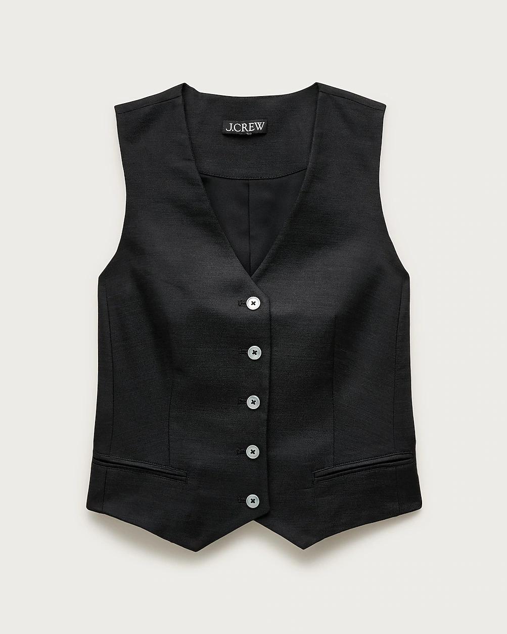 Shrunken V-neck vest top in Gramercy linen blend by J.CREW