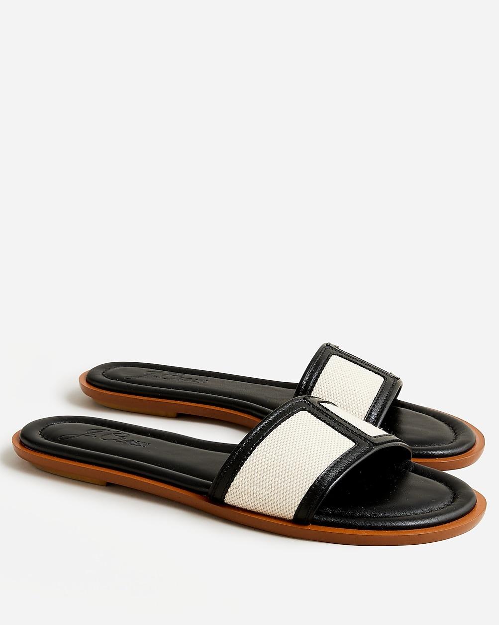 Slide sandals in canvas and leather by J.CREW