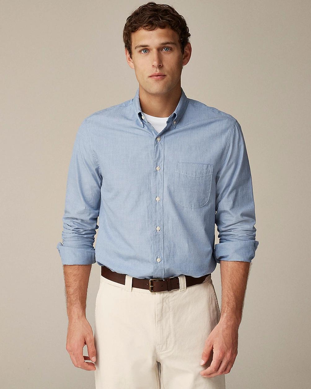 Slim Untucked Secret Wash cotton poplin shirt by J.CREW