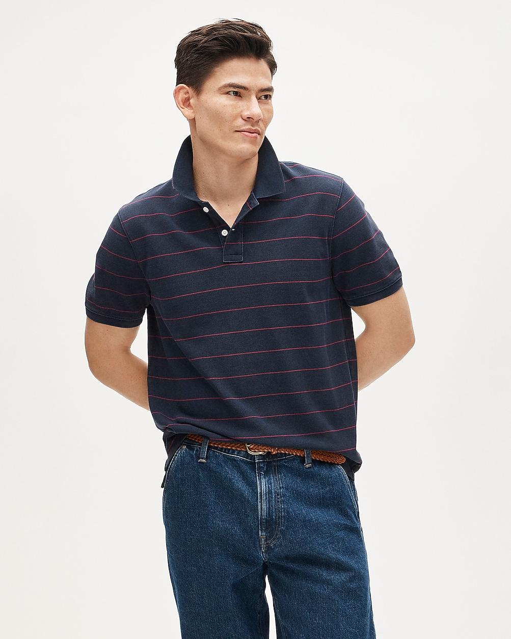 Slim washed piqué polo shirt in stripe by J.CREW