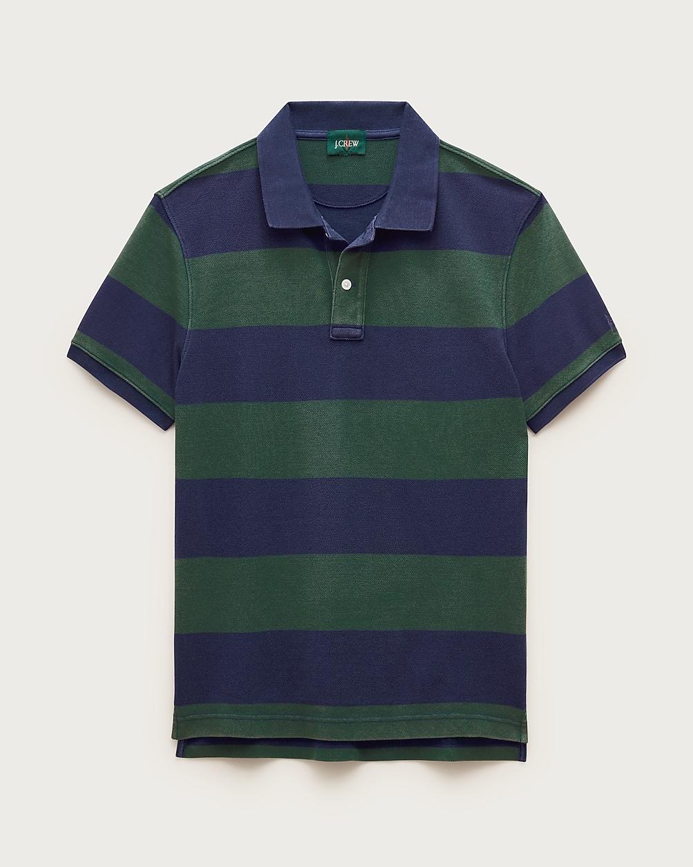 Slim washed piqué polo shirt in stripe by J.CREW